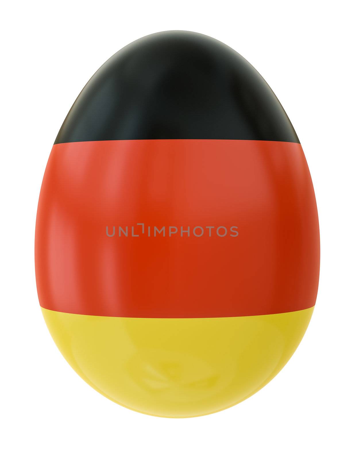 Easter egg with a flag of Germany. 3D render.