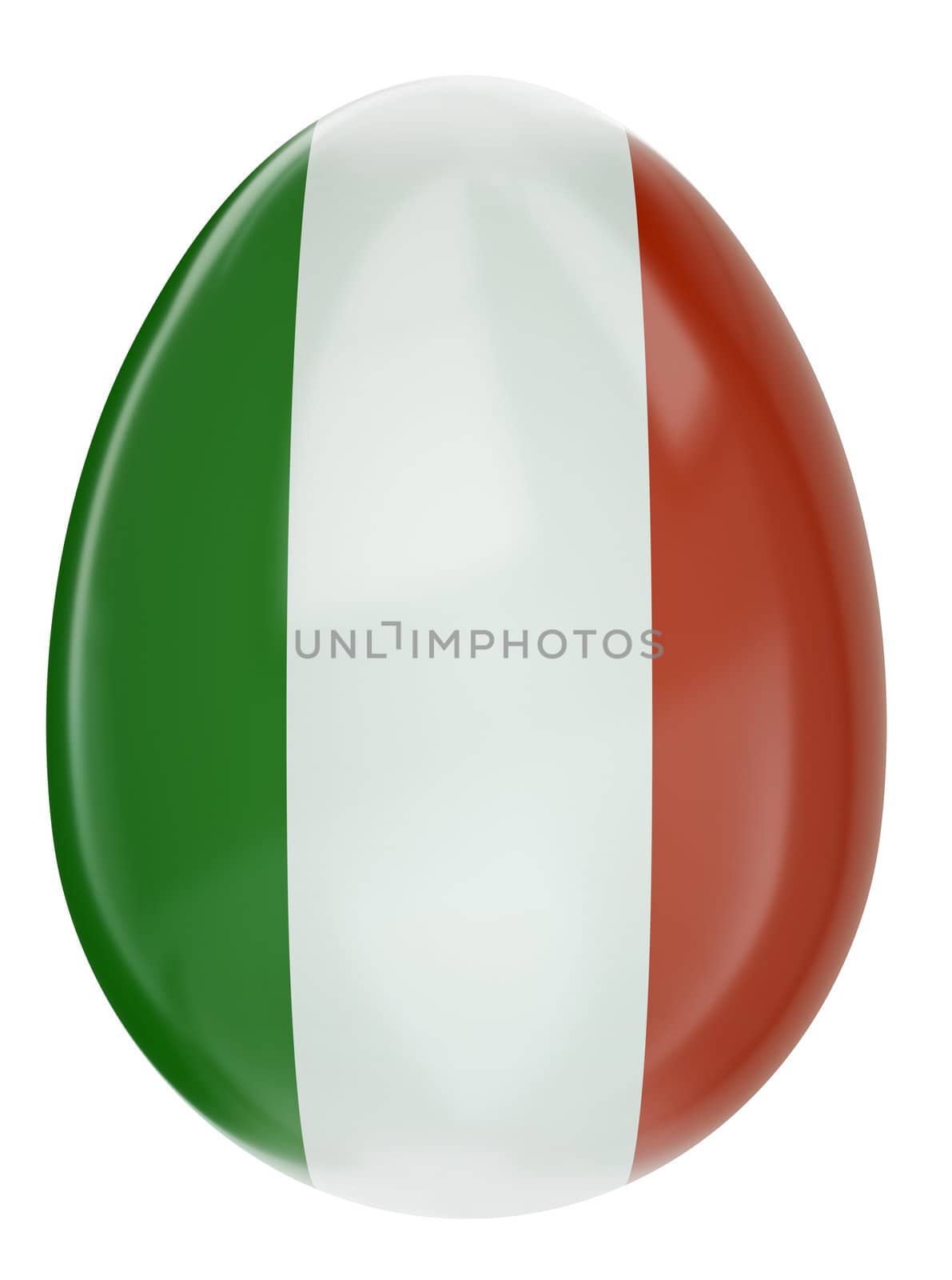 Easter egg with a flag of Italy. 3D render.