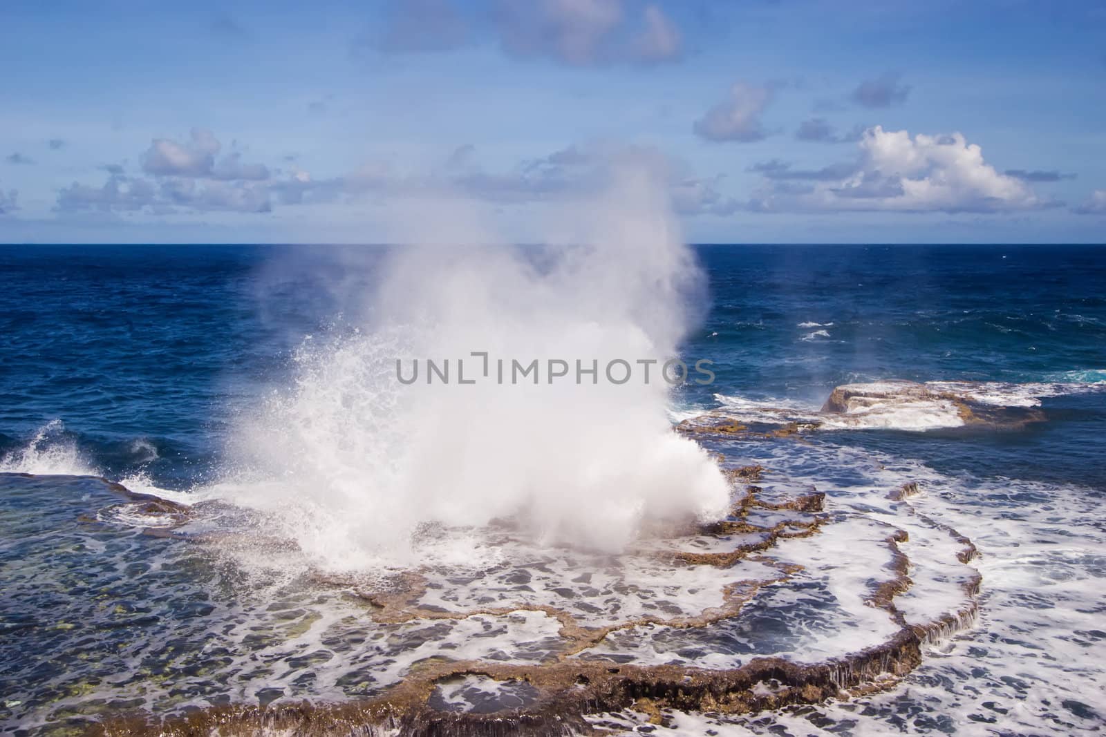 The blowholes put on a spectacular dispaly at Houma on the western side of Tongatapu Island in the Pacific.