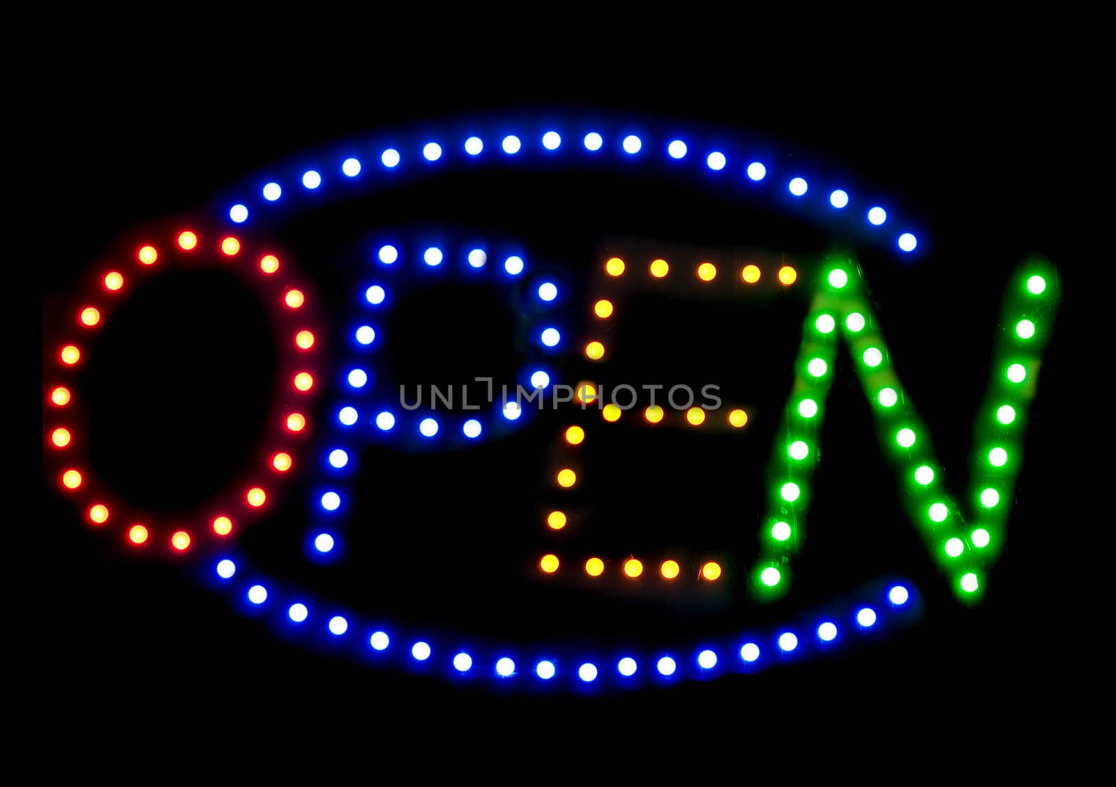 Neon sign - OPEN on a black background