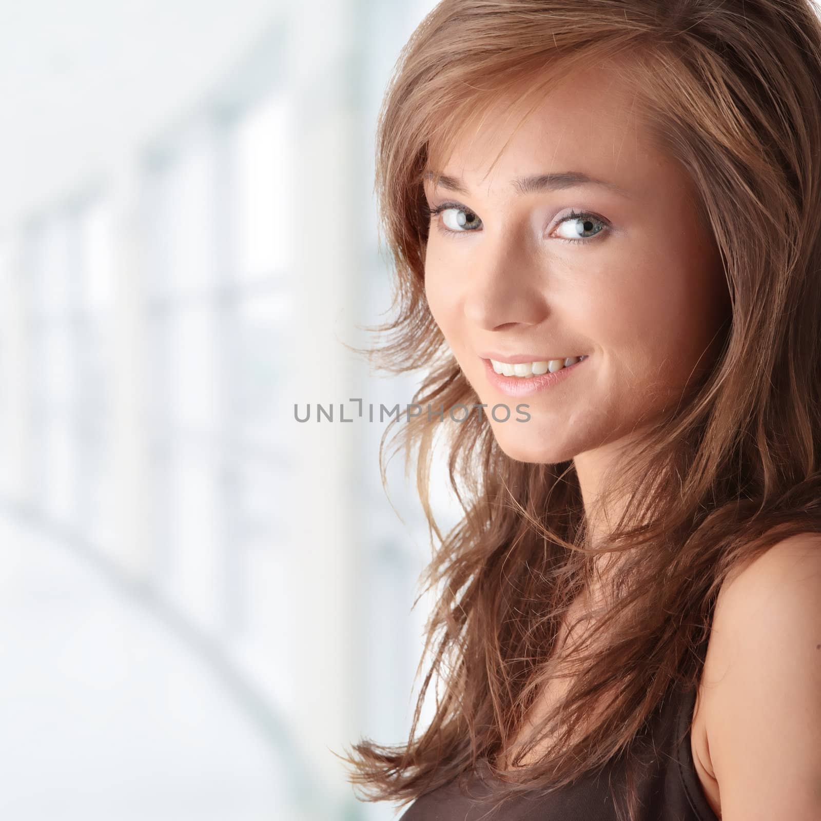 Young woman. Over white background