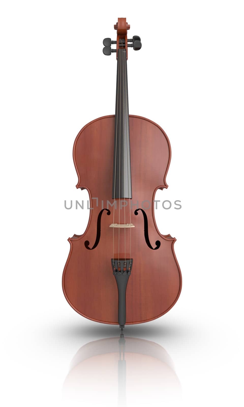 3D rendered Cello on reflective ground.