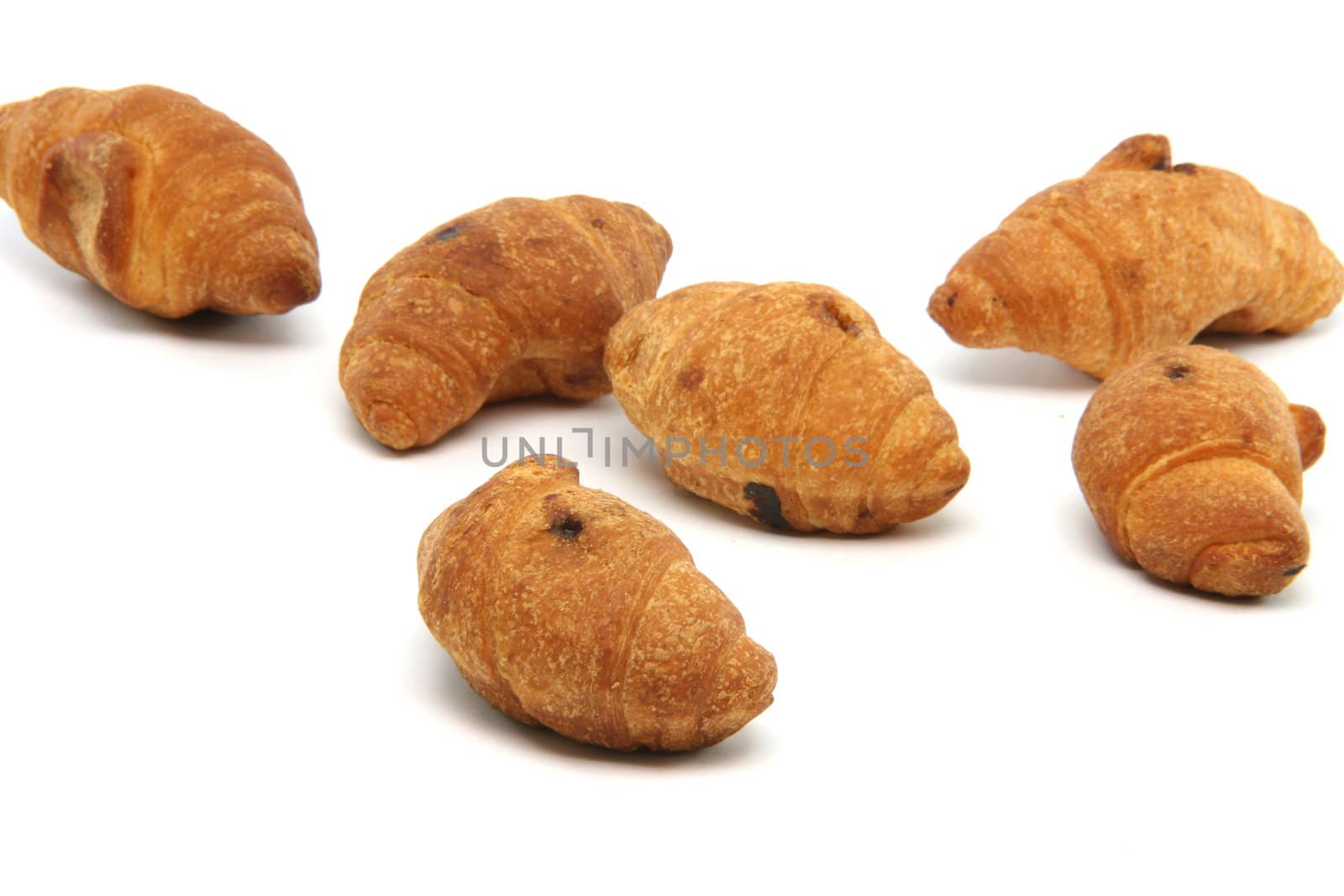 mini croisants isolated on white background food concepts