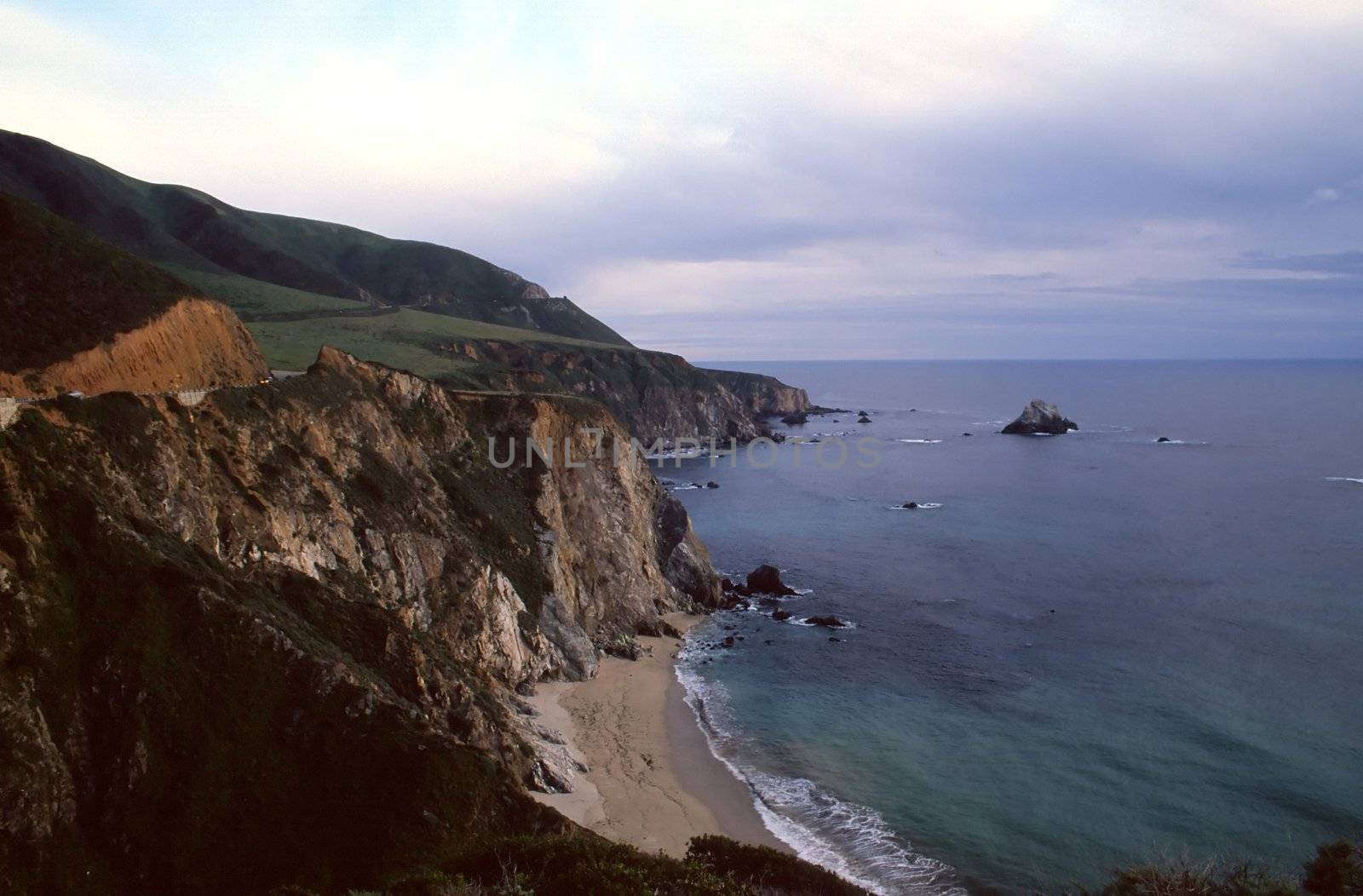 Big Sur is a sparsely populated region of the central California, United States coast where the Santa Lucia Mountains rise abruptly from the Pacific Ocean.