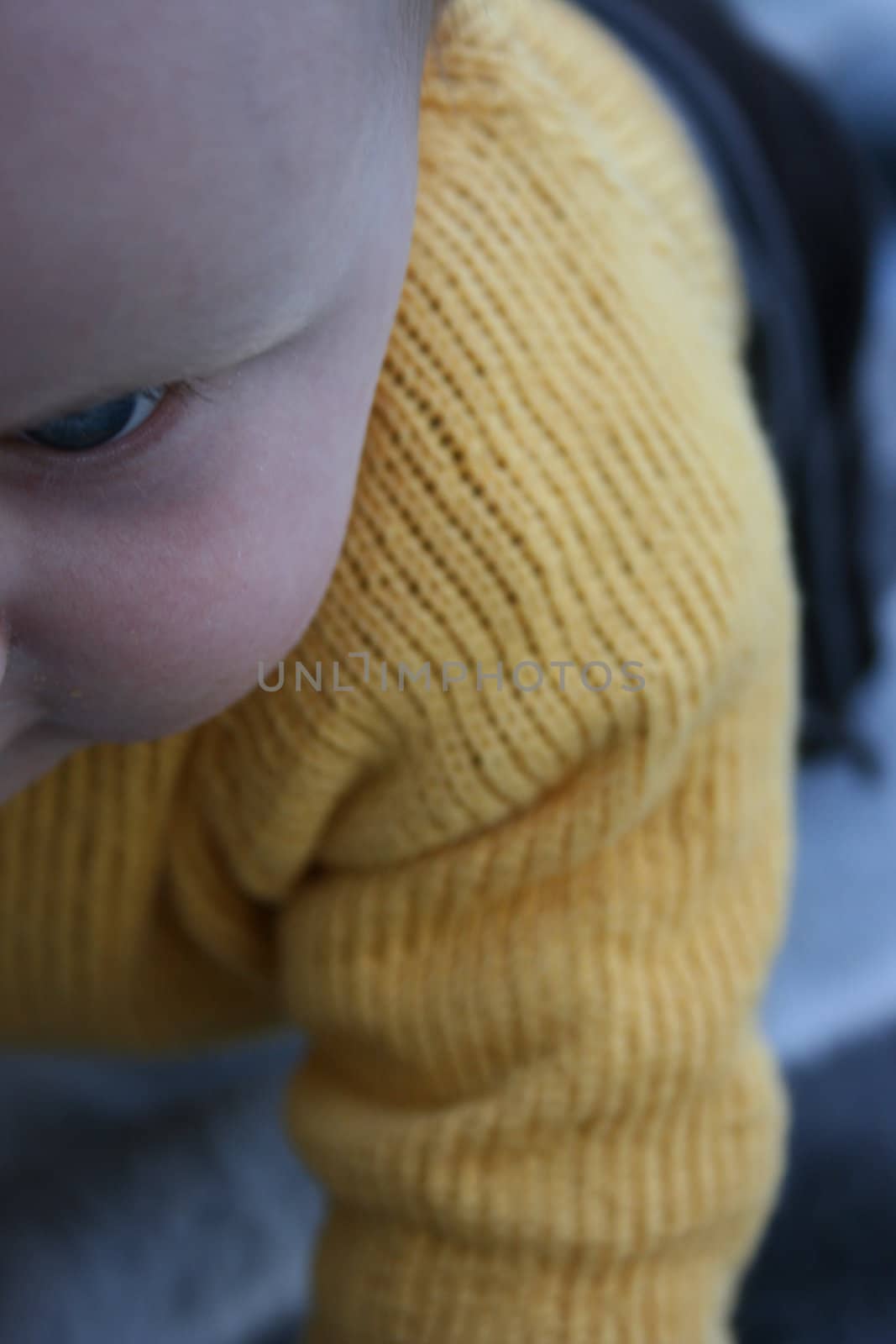 baby learning to crawl.