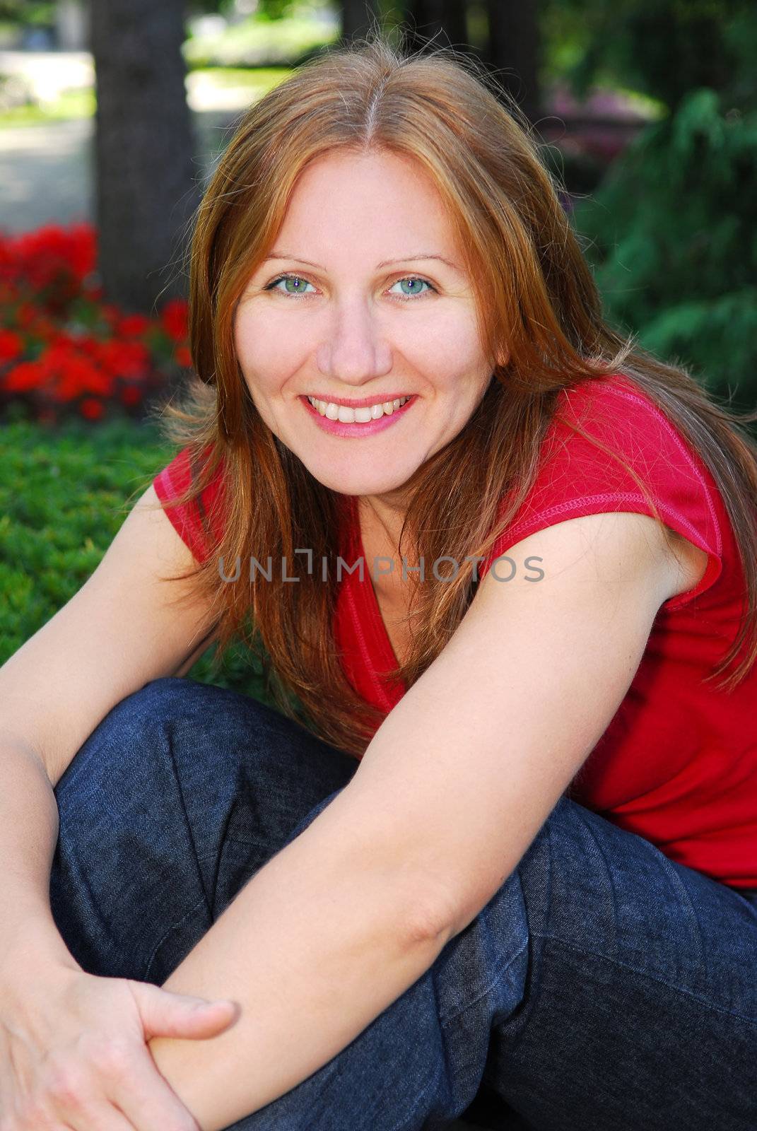 Portrait of a smiling mature woman outside