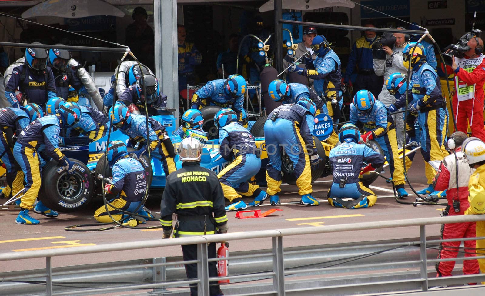 Pit lane in Monaco at the Formula 1 races 