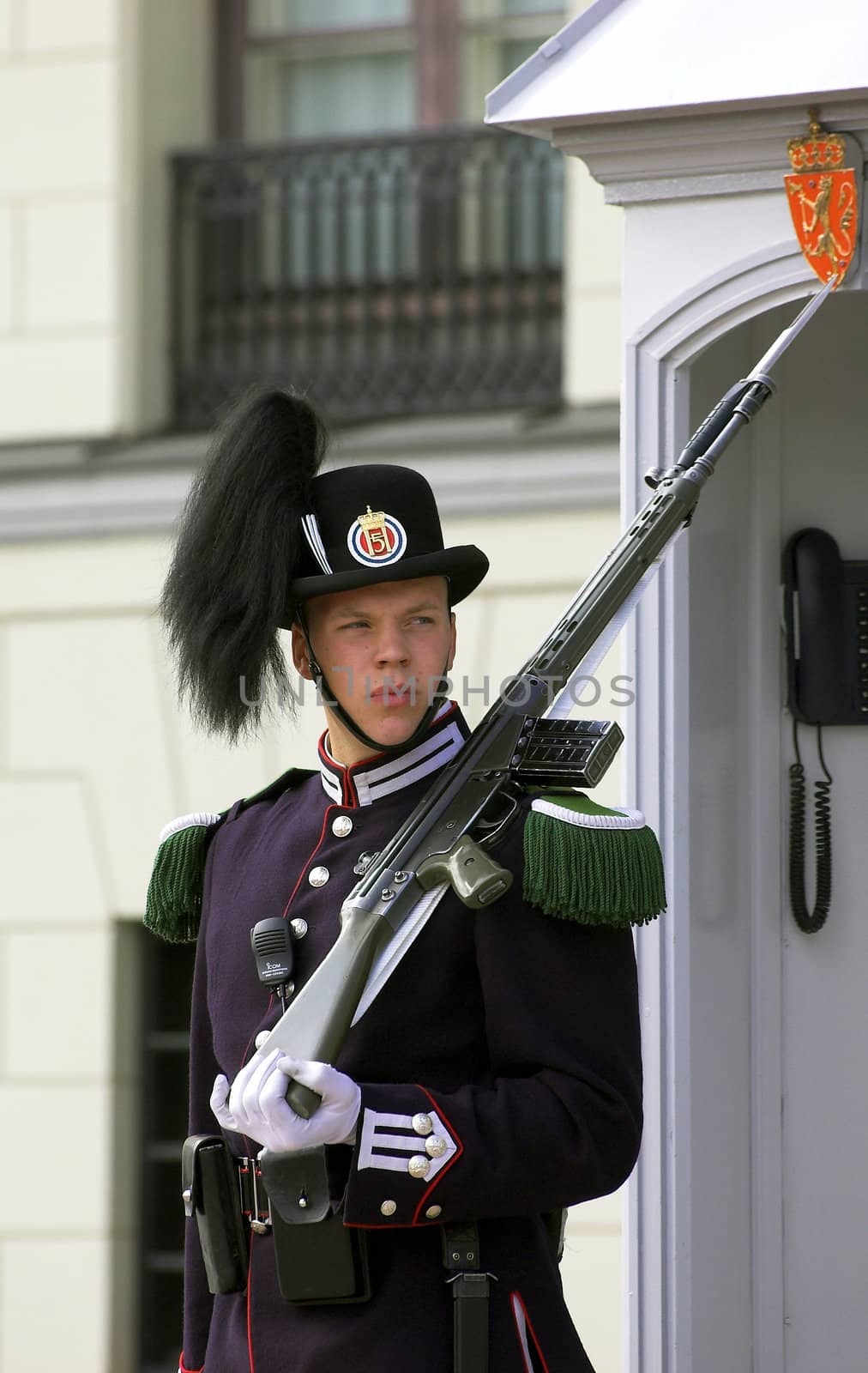 Guard/Soldier on duty guarding the royal castle in Oslo Norway