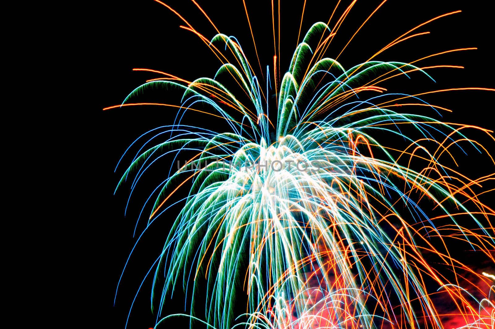 Colorful fireworks exploding in the sky