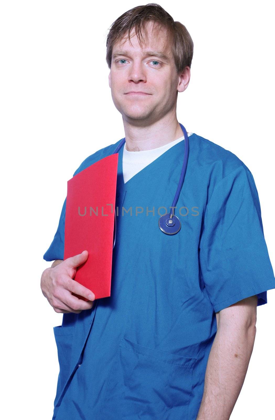 Handsome doctor holding folder