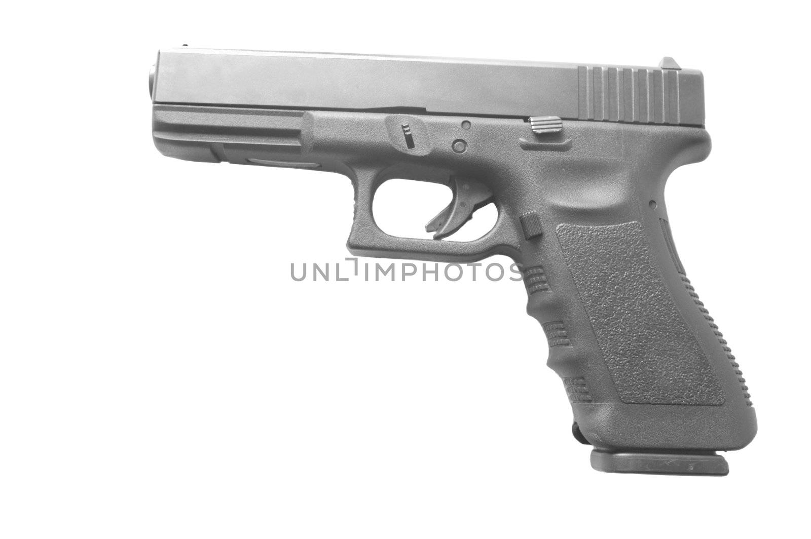 Austrian plastic semiautomatic Handgun isolated on a white background