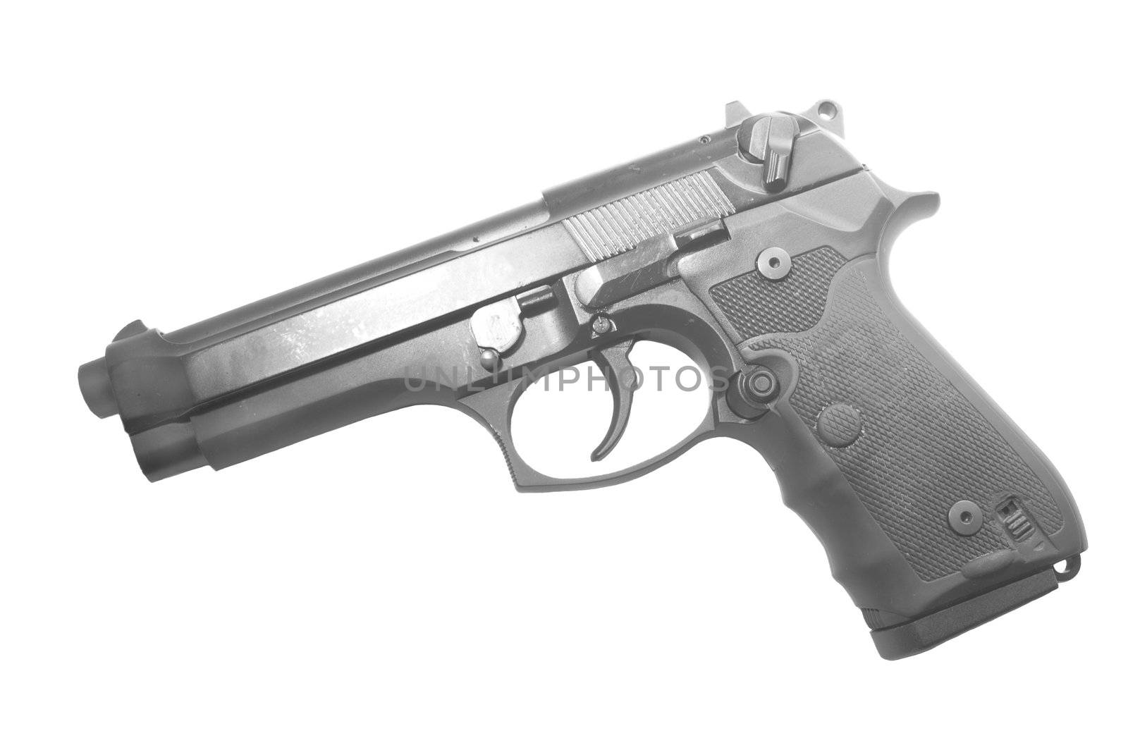 Italian semiautomatic handgun isolated on a white background