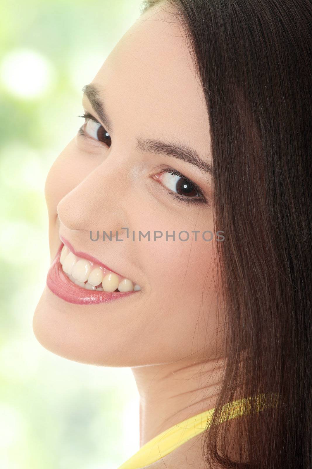 Beauty caucasian woman face  close up portrait