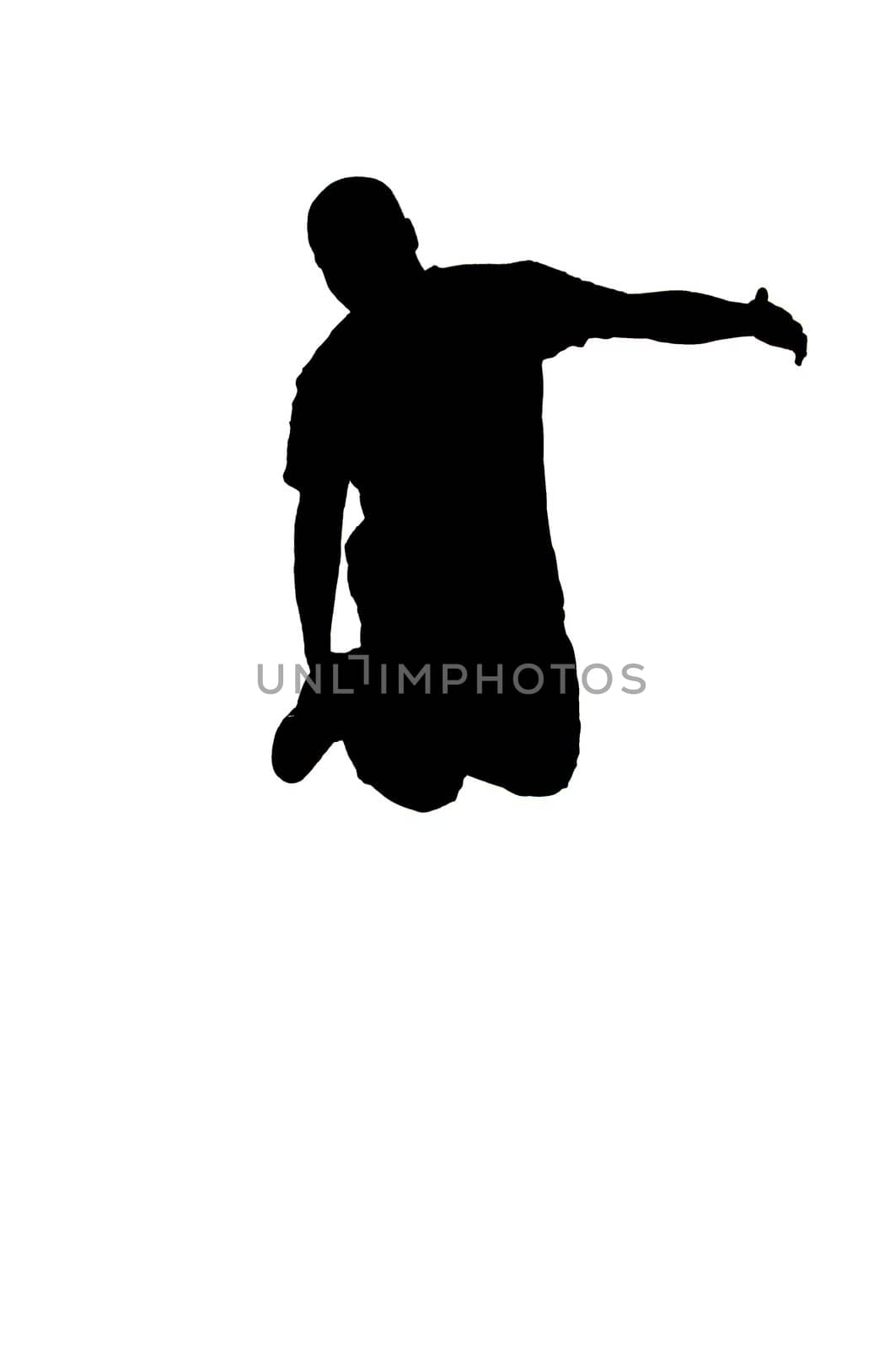 young African American man leaping in air