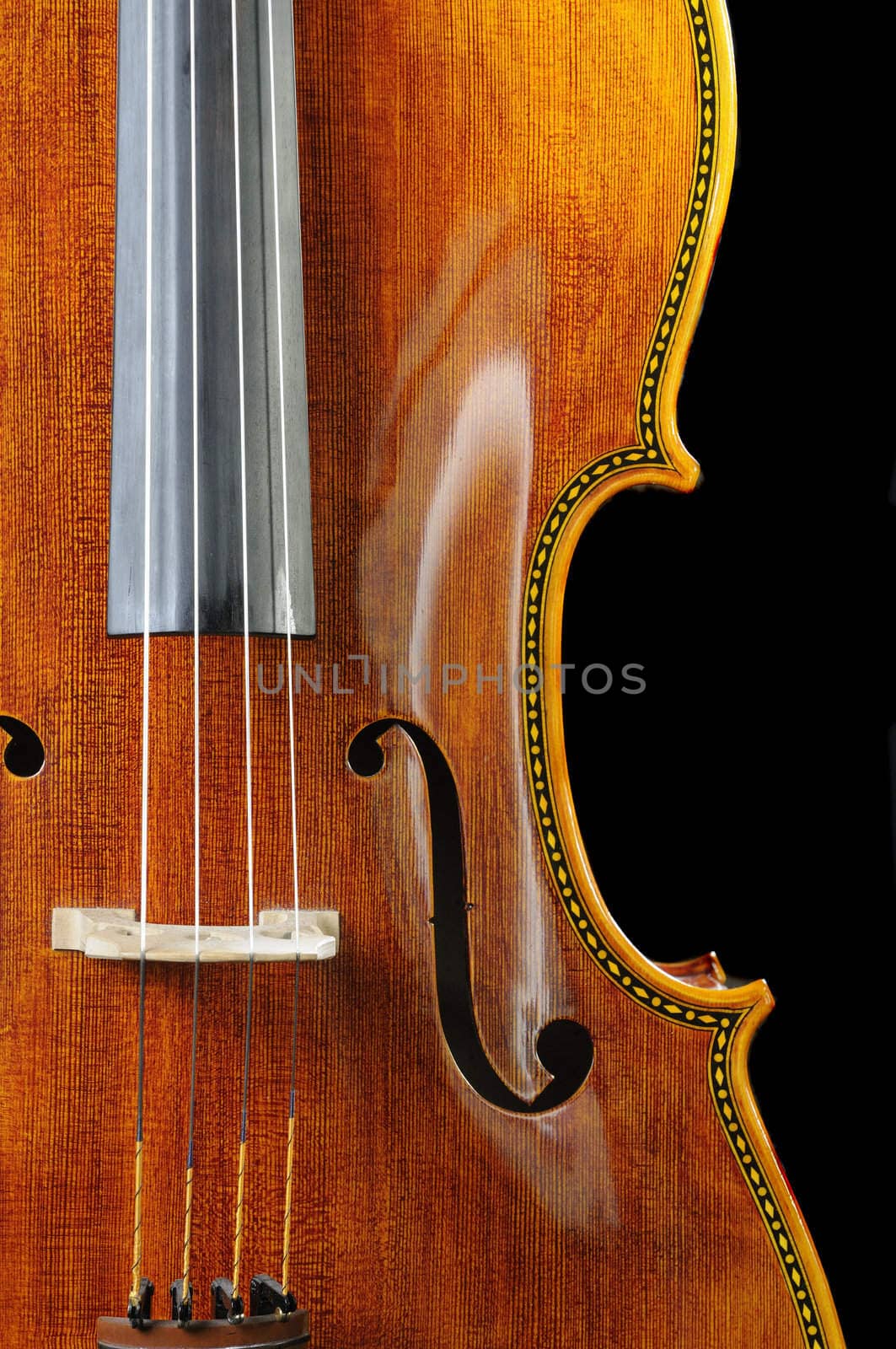 beautiful cello over a black background