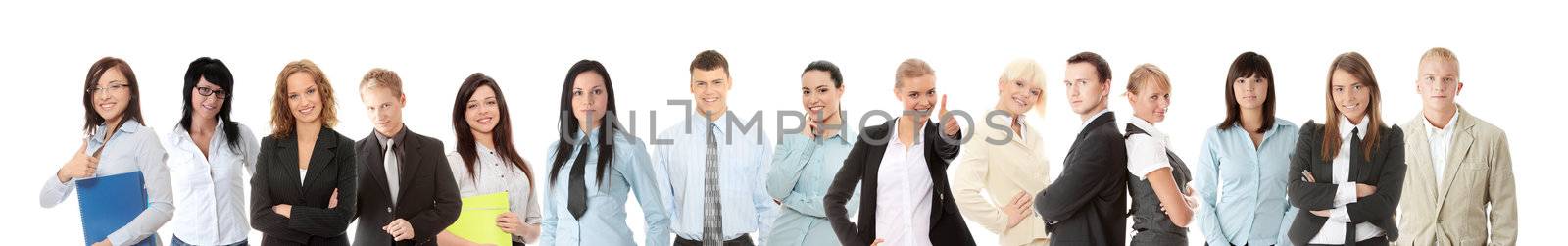Group of successful business people isolated on white.