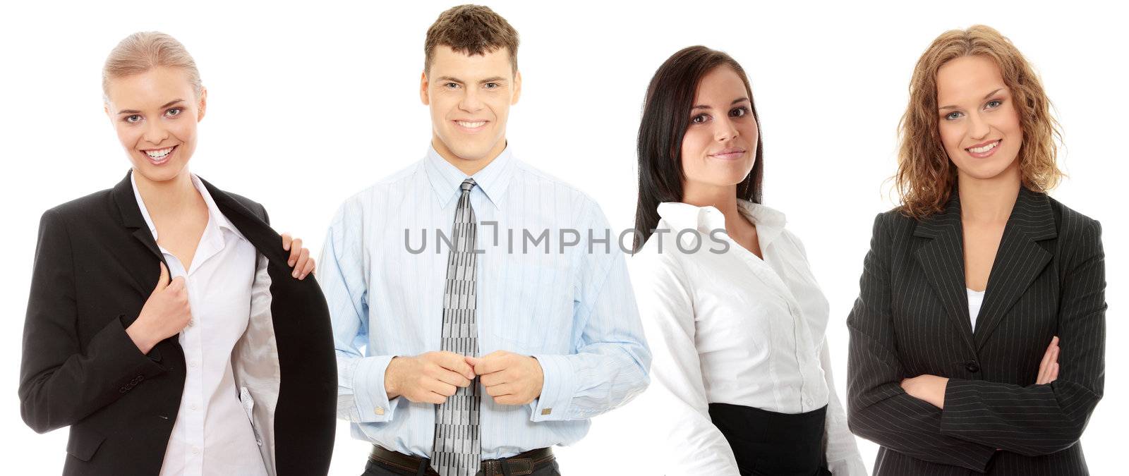 Group of successful business people isolated on white.