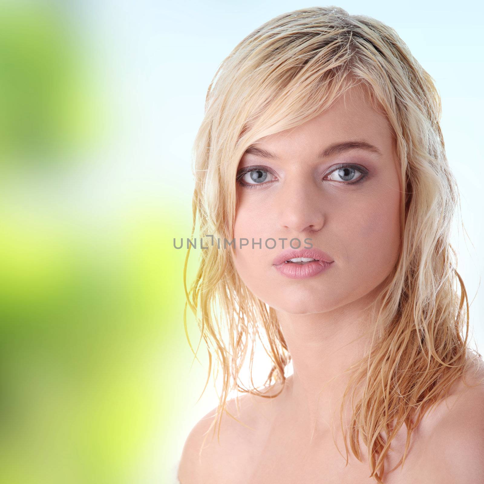 Young beautiful blond teen woman