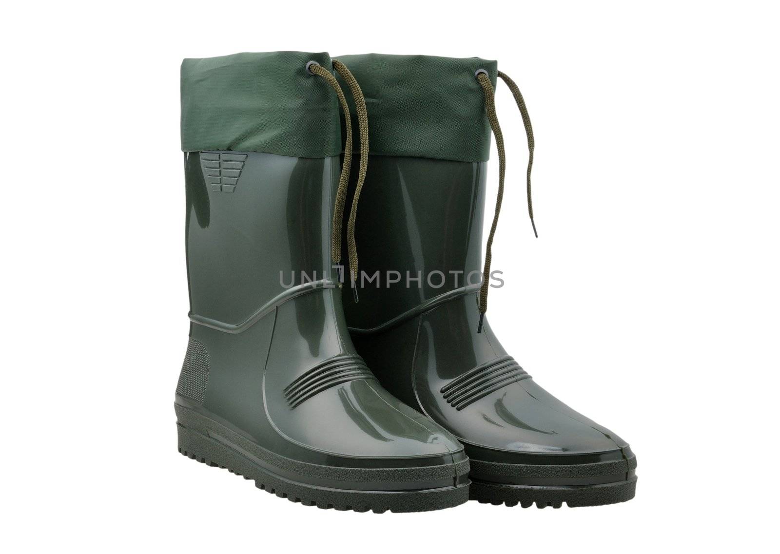 gumboots on a white