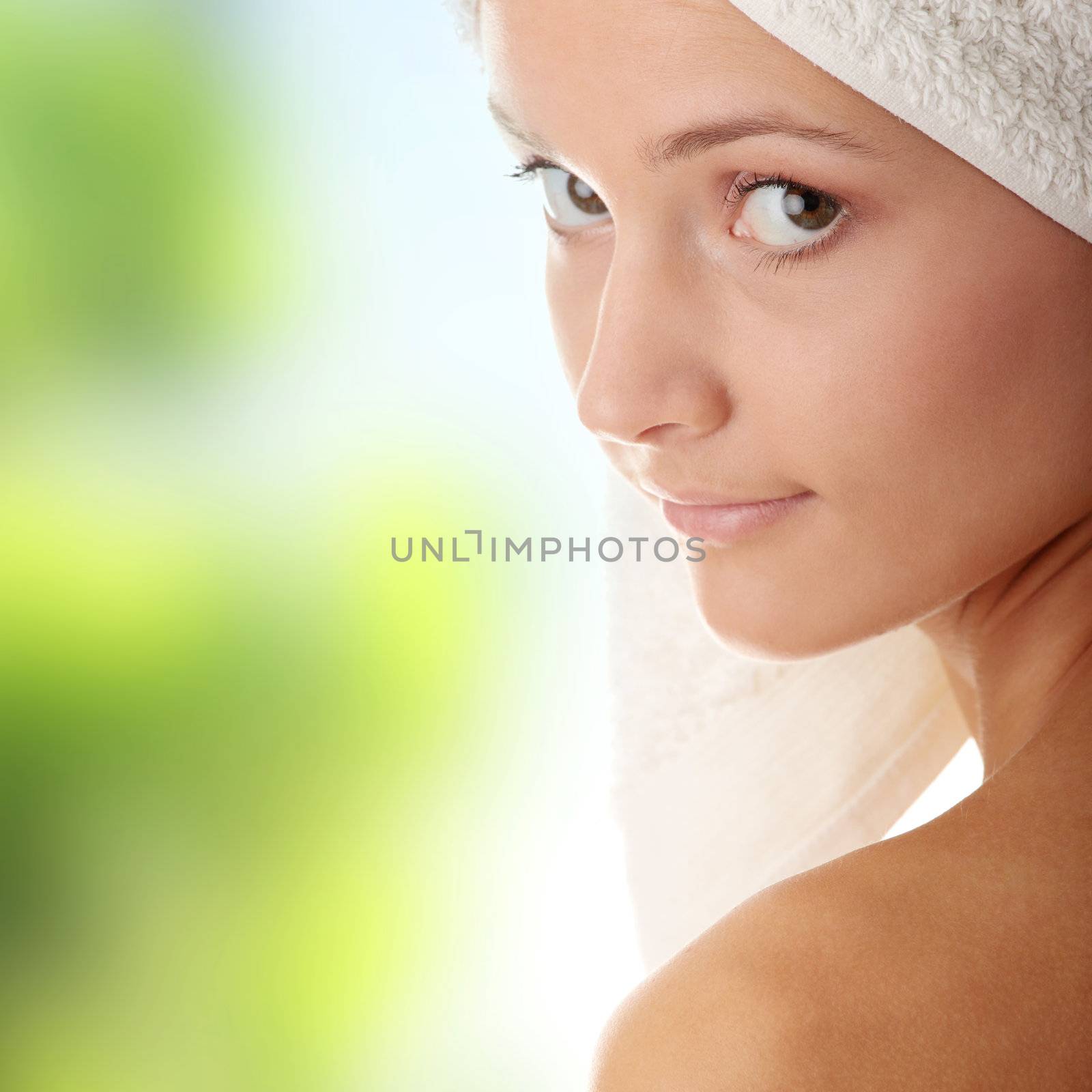 Relax concept: beautiful nude woman with soft skin in bathtube