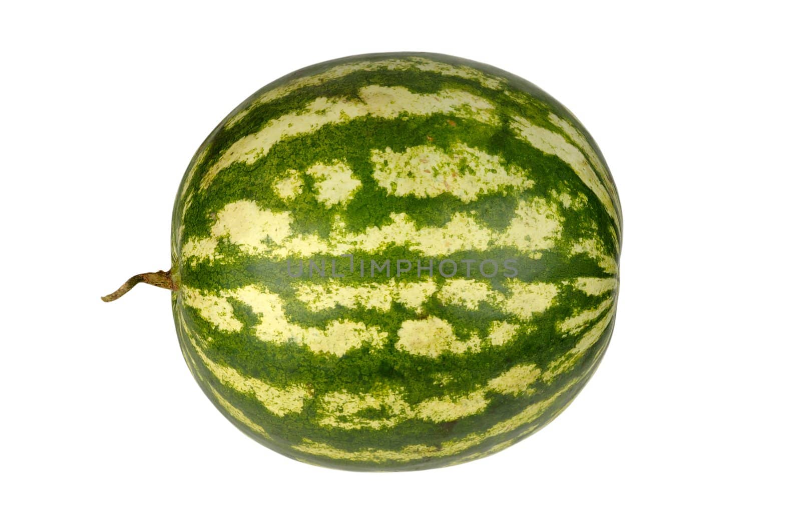 Round ripe watermelon isolated on white background