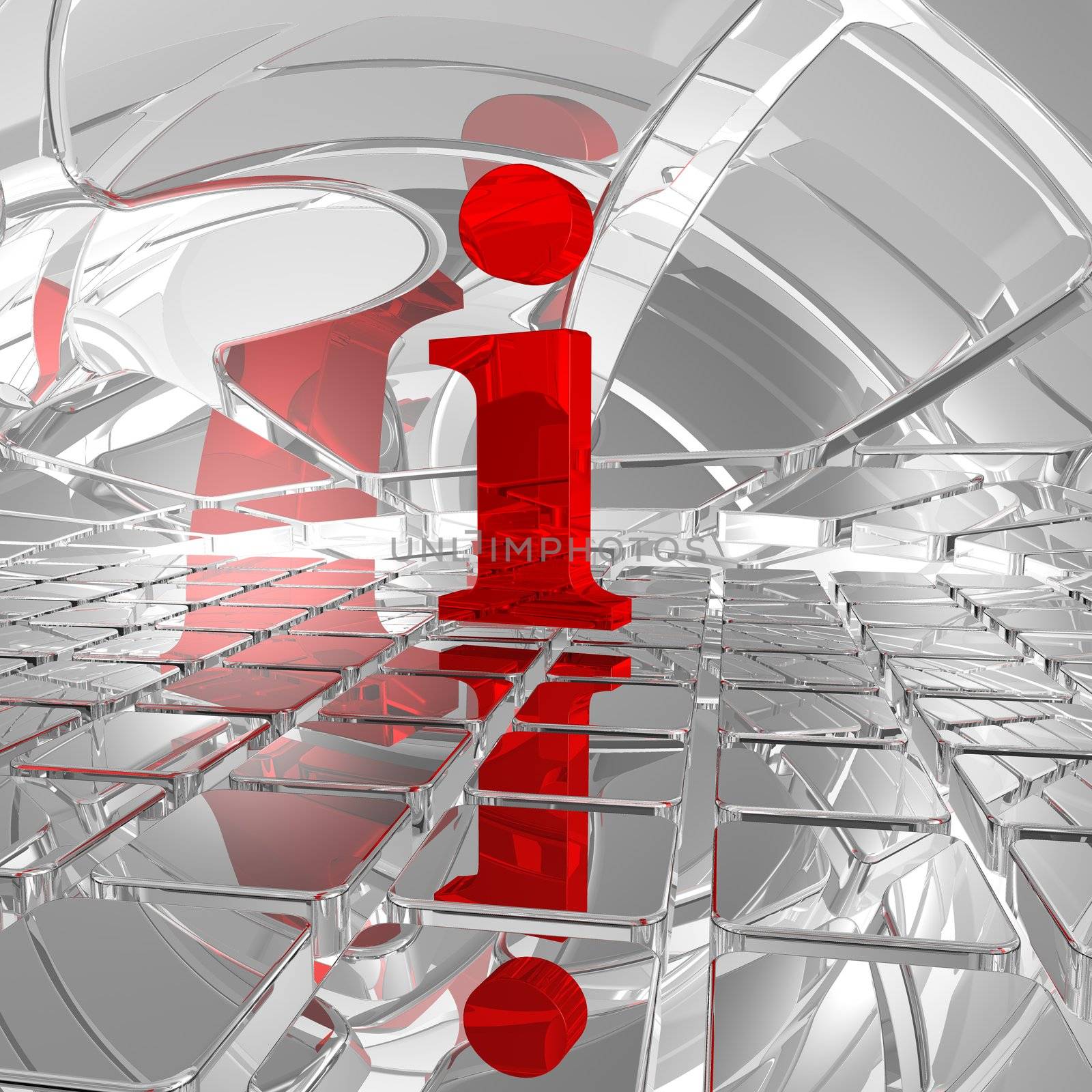 red letter i in futuristic space - 3d illustration