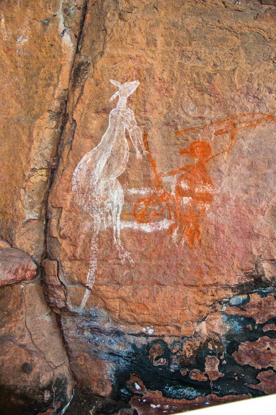 aboriginal graffiti at australian national park, northern territory