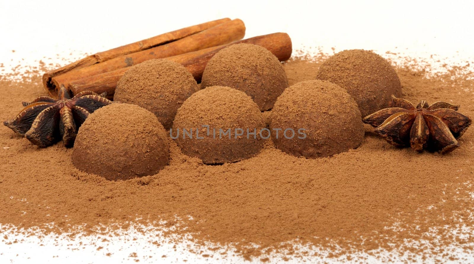 chocolate truffles with cinnamon and star anise