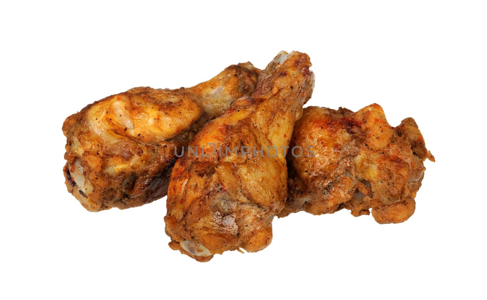 Grilled chicken wings isolated on white background