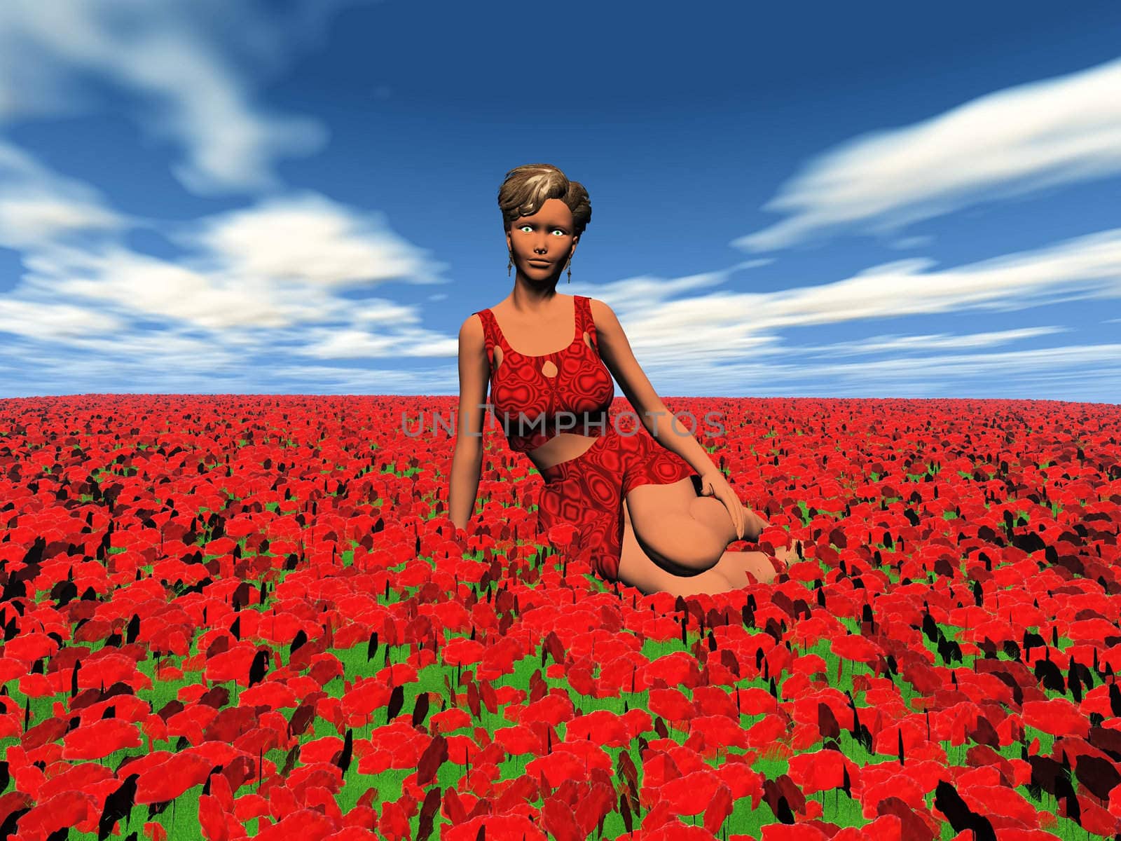 woman in a poppy field