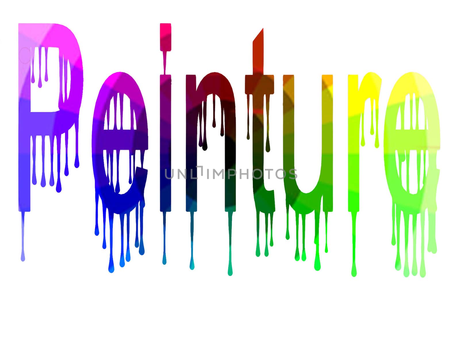 painting in rainbow on white background