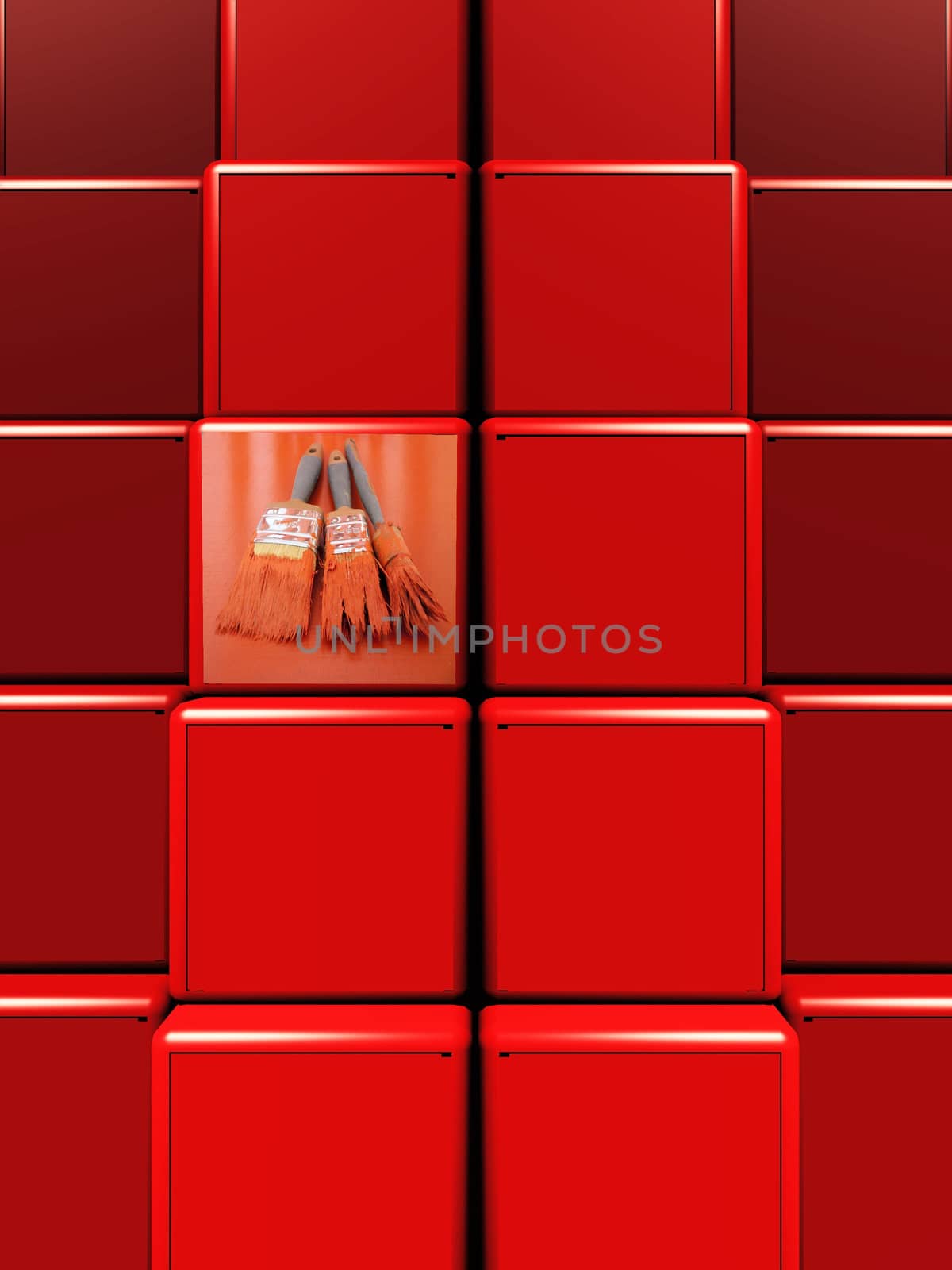 block  packed red painting by njaj