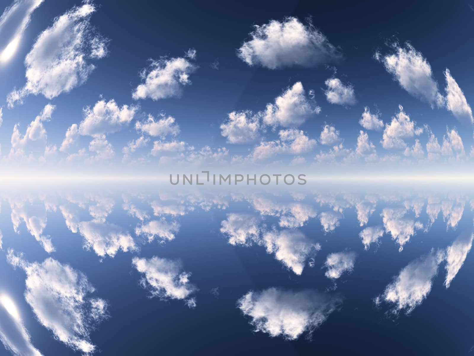 sky and clouds and reflection  on the water