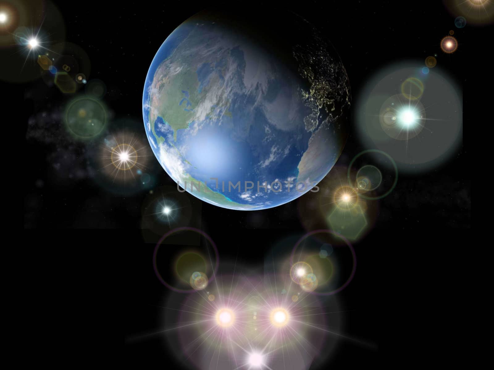 Earth on a background of stars 
