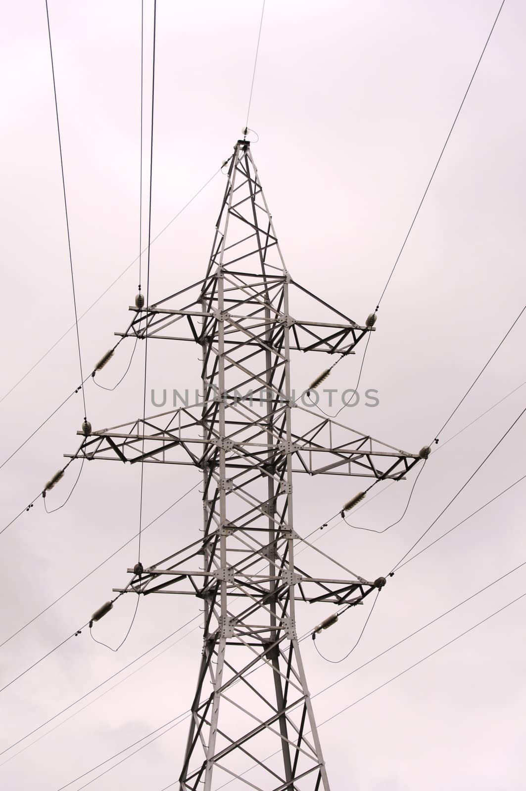 high-voltage line on the sky background