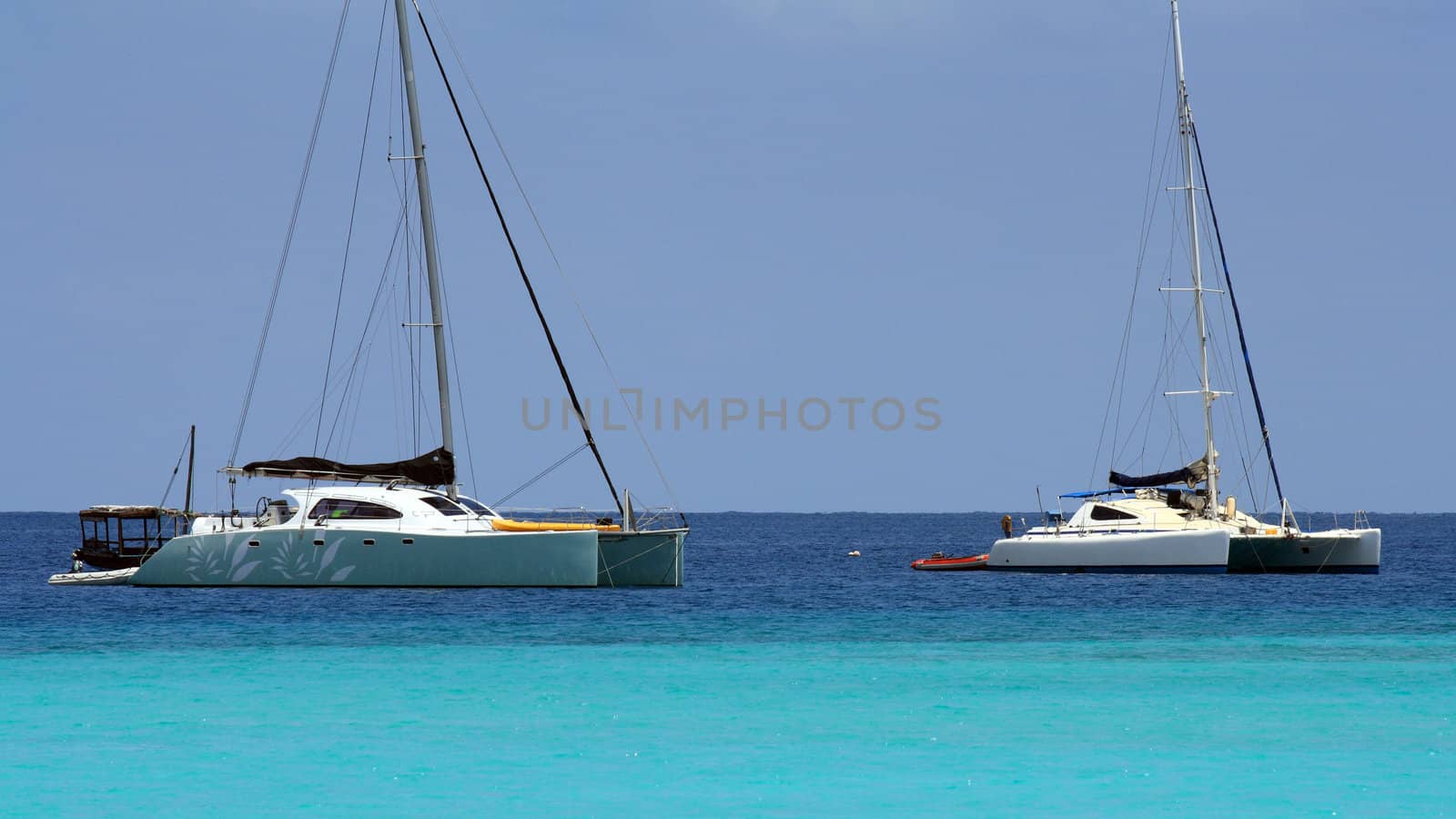 Two catamarans in Zanzibar on a sunny day