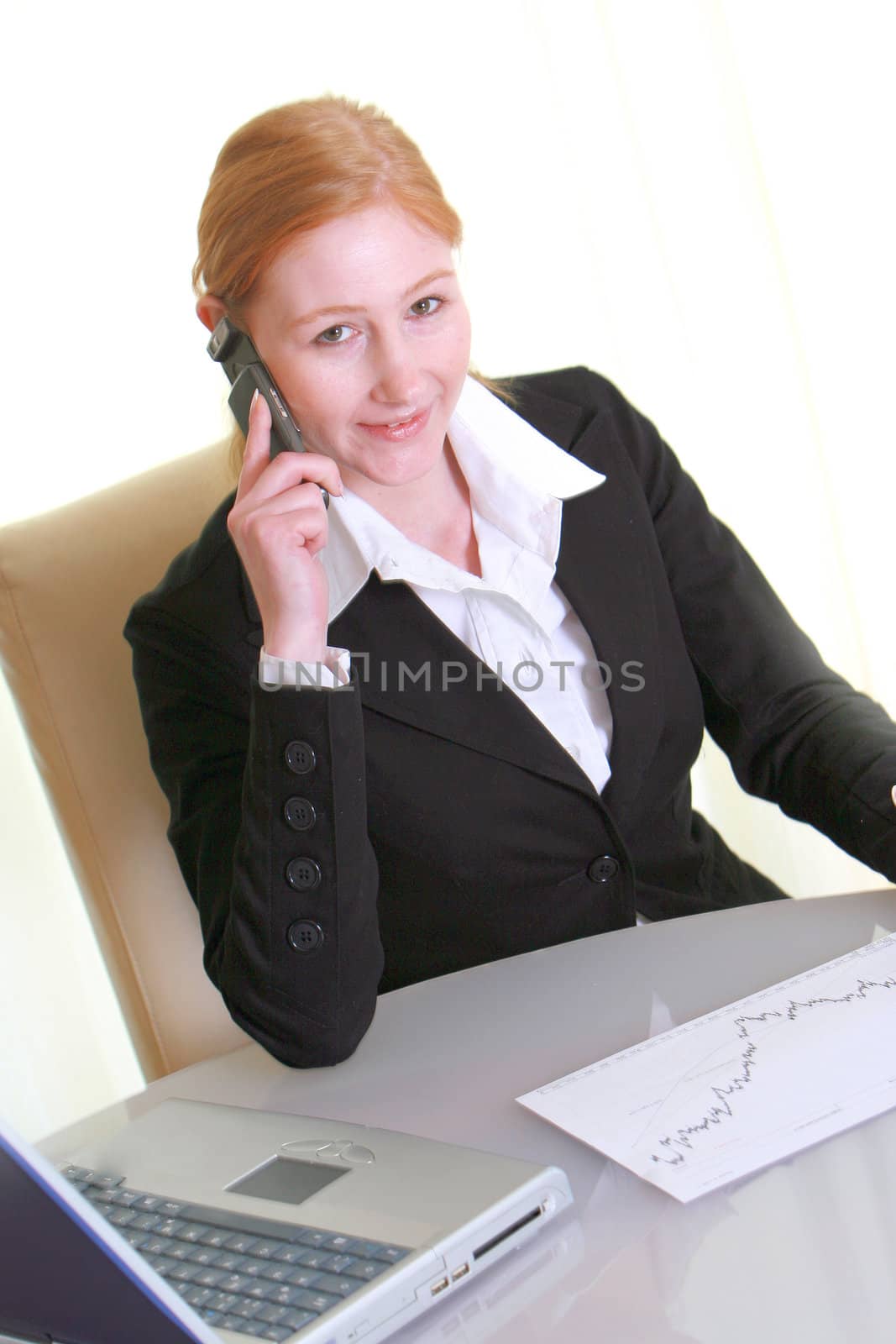 Businesswoman with laptop and phone by Farina6000