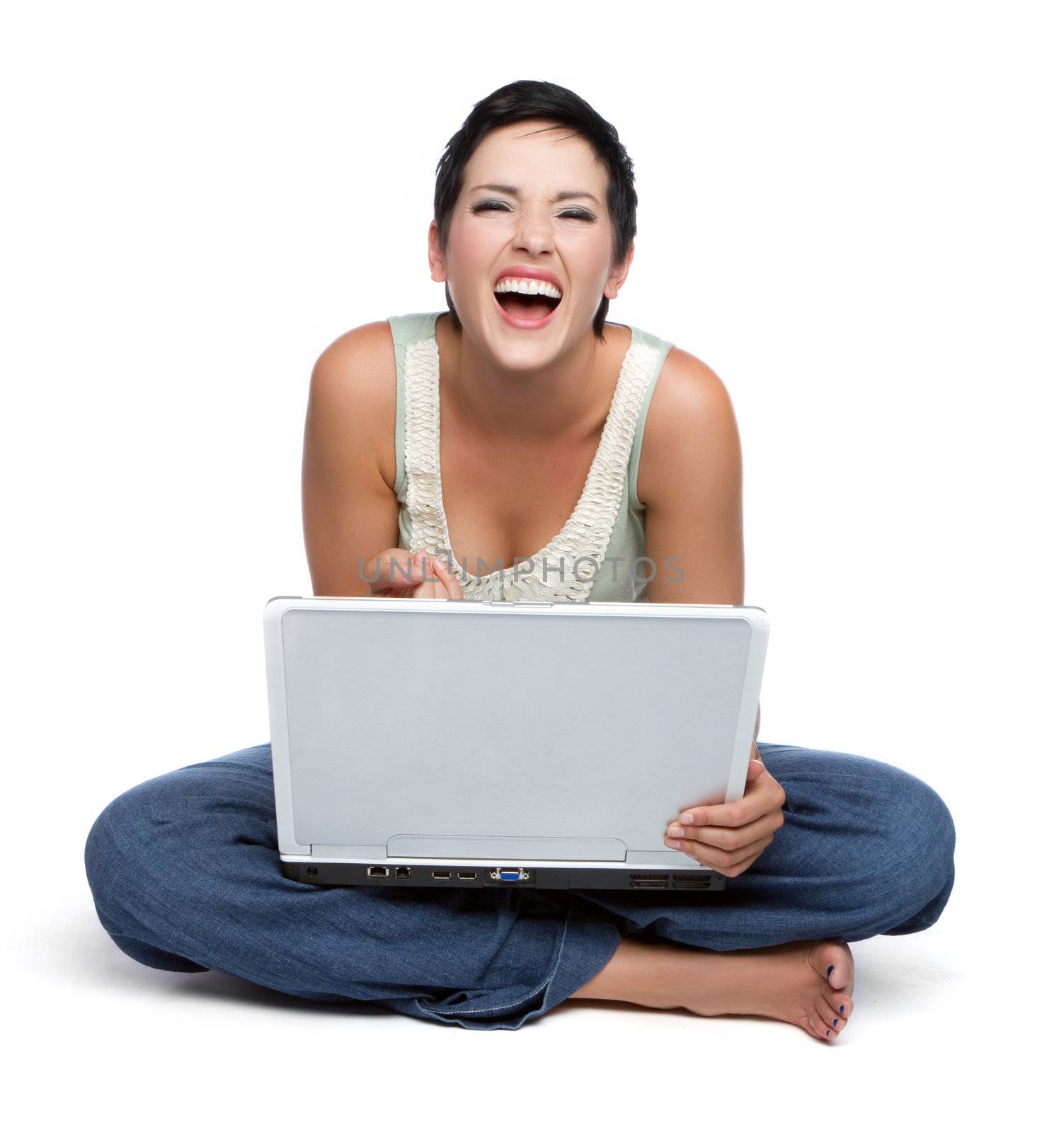 Laughing Laptop Woman by keeweeboy