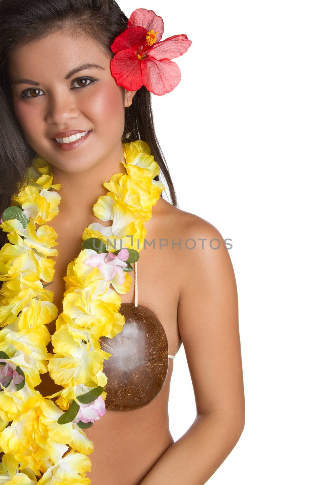 Beautiful hawaiian tropical woman smiling