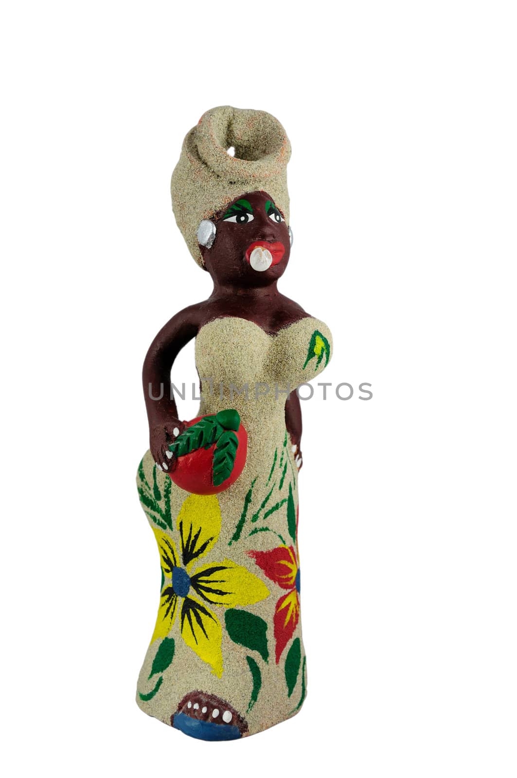 Clay figurine. Cuban woman with a cigar.