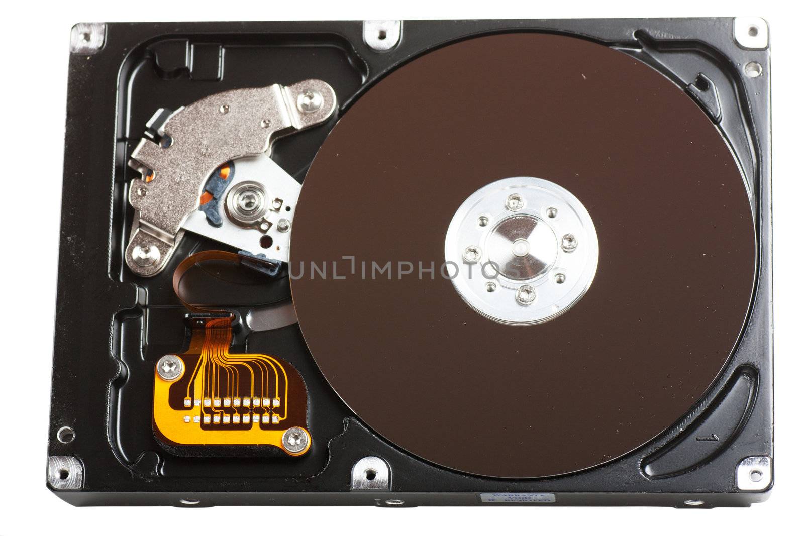 Computer component hard drive isolated over white