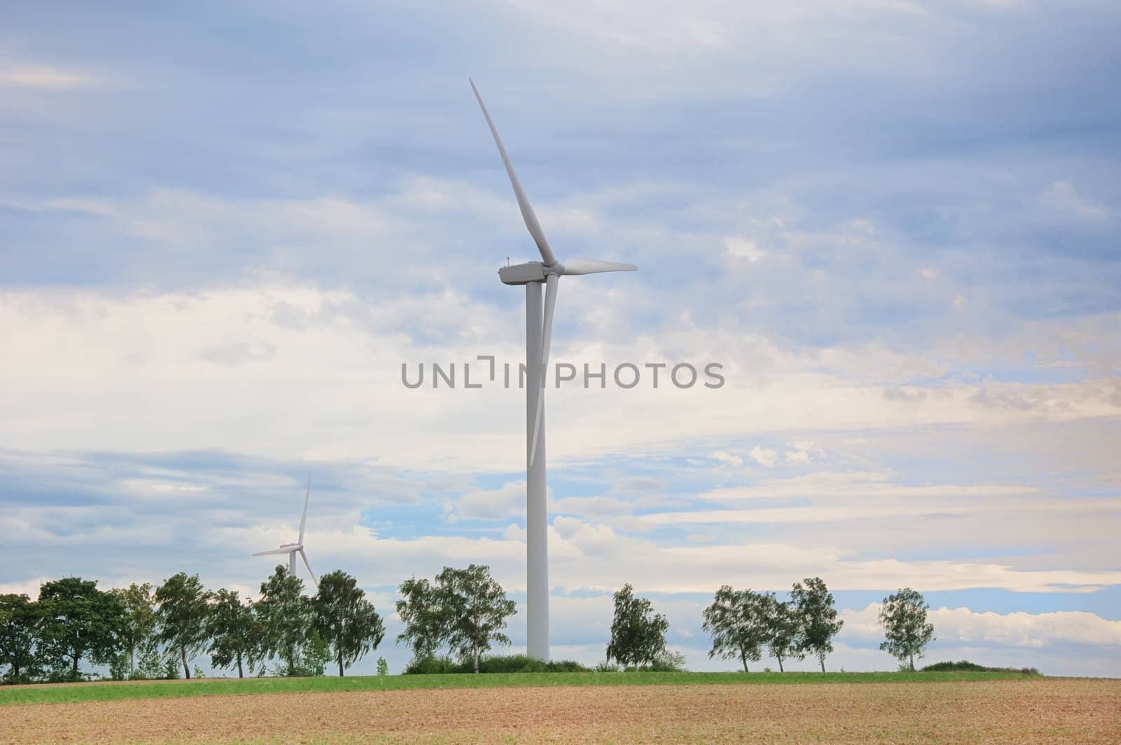 Wind turbines to generate electricity from wind in Germany.
