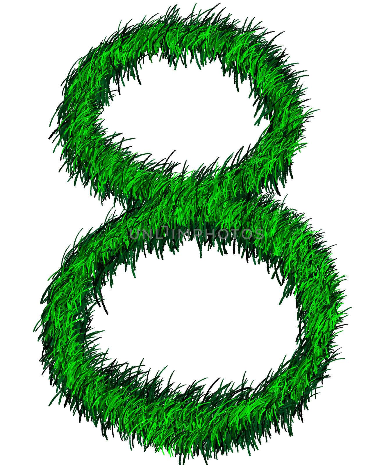 Computer graphic as one numeric of green grass.