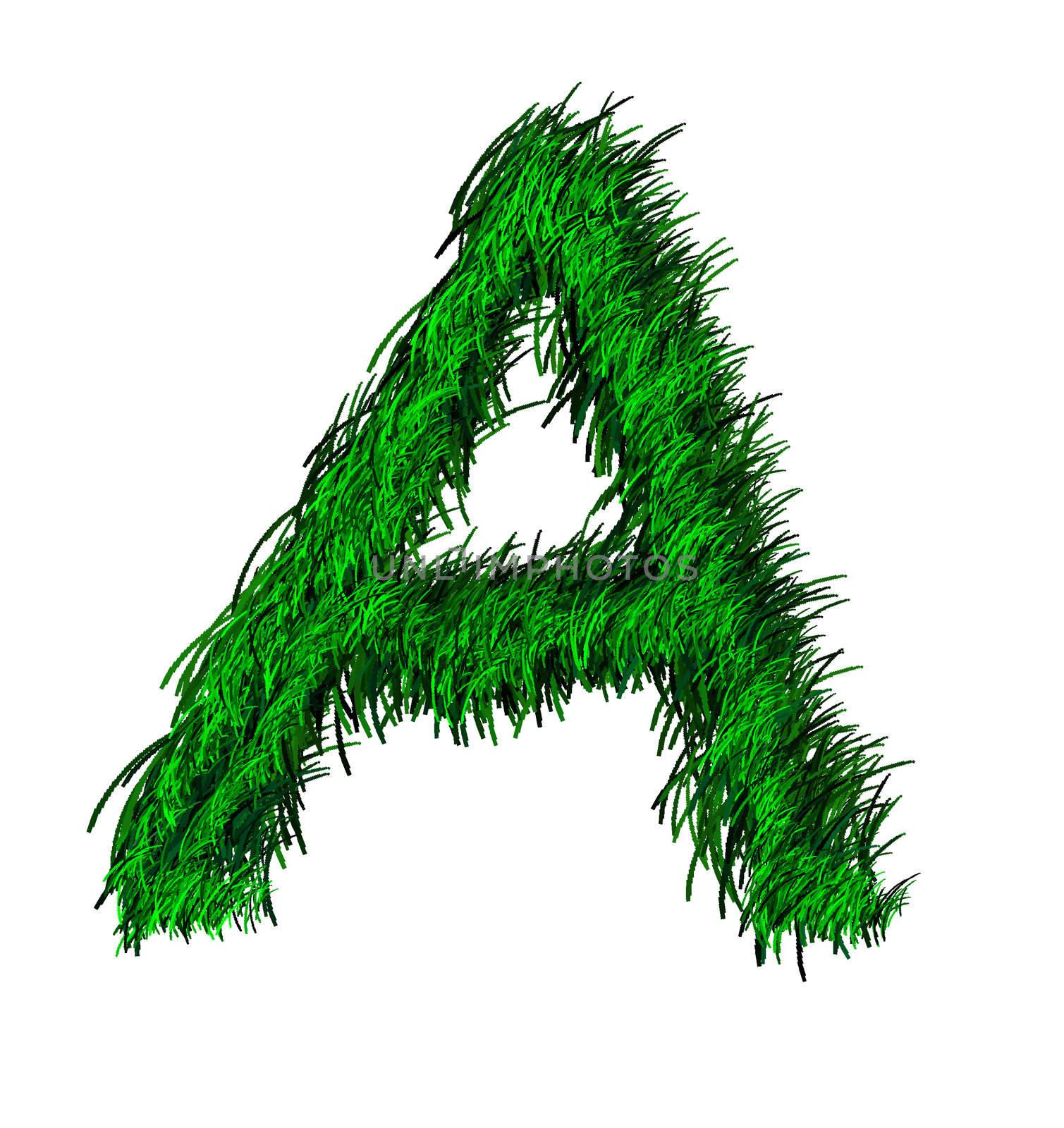 Computer graphic as one alphabet of green grass.