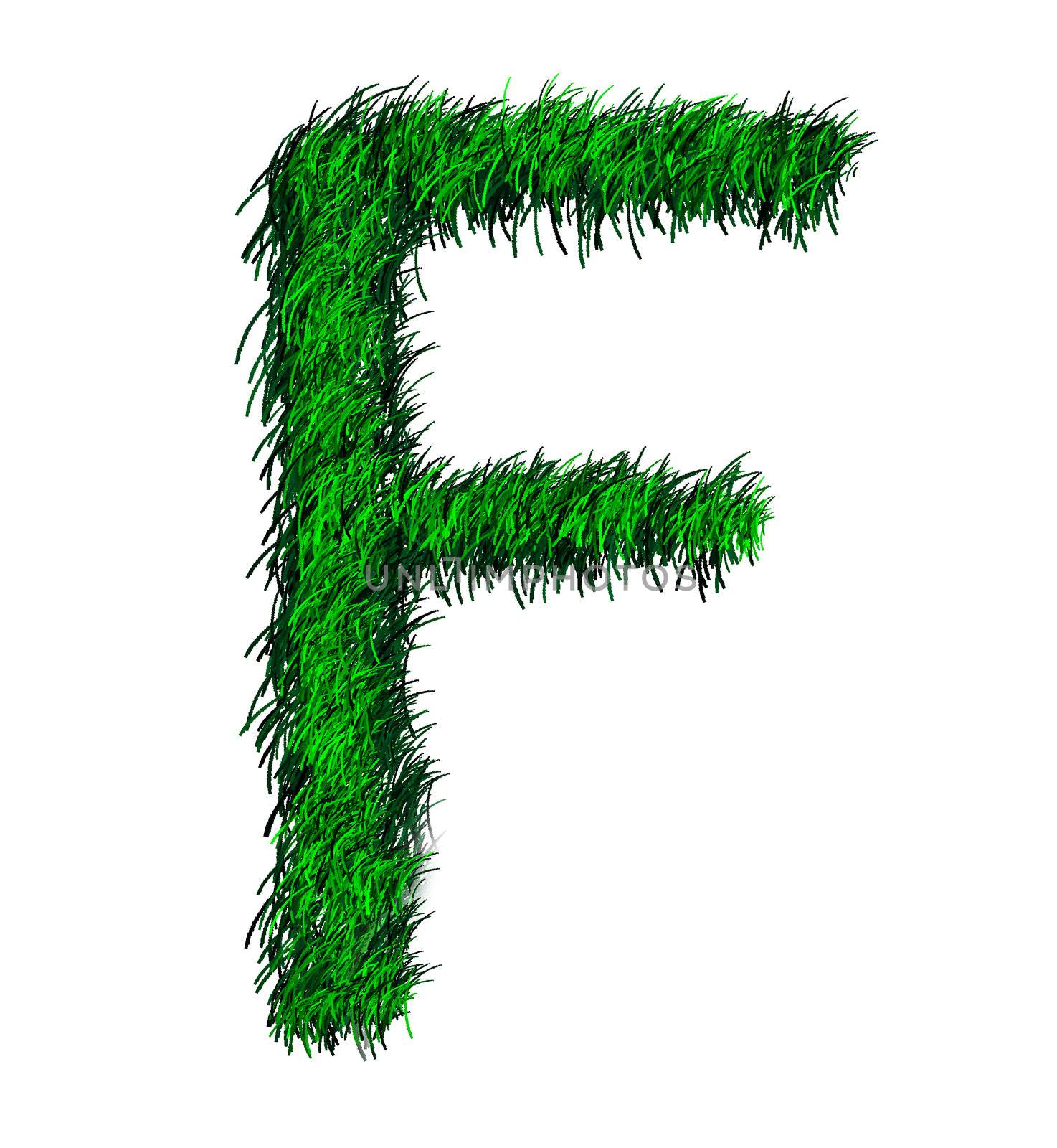 Computer graphic as one alphabet of green grass.