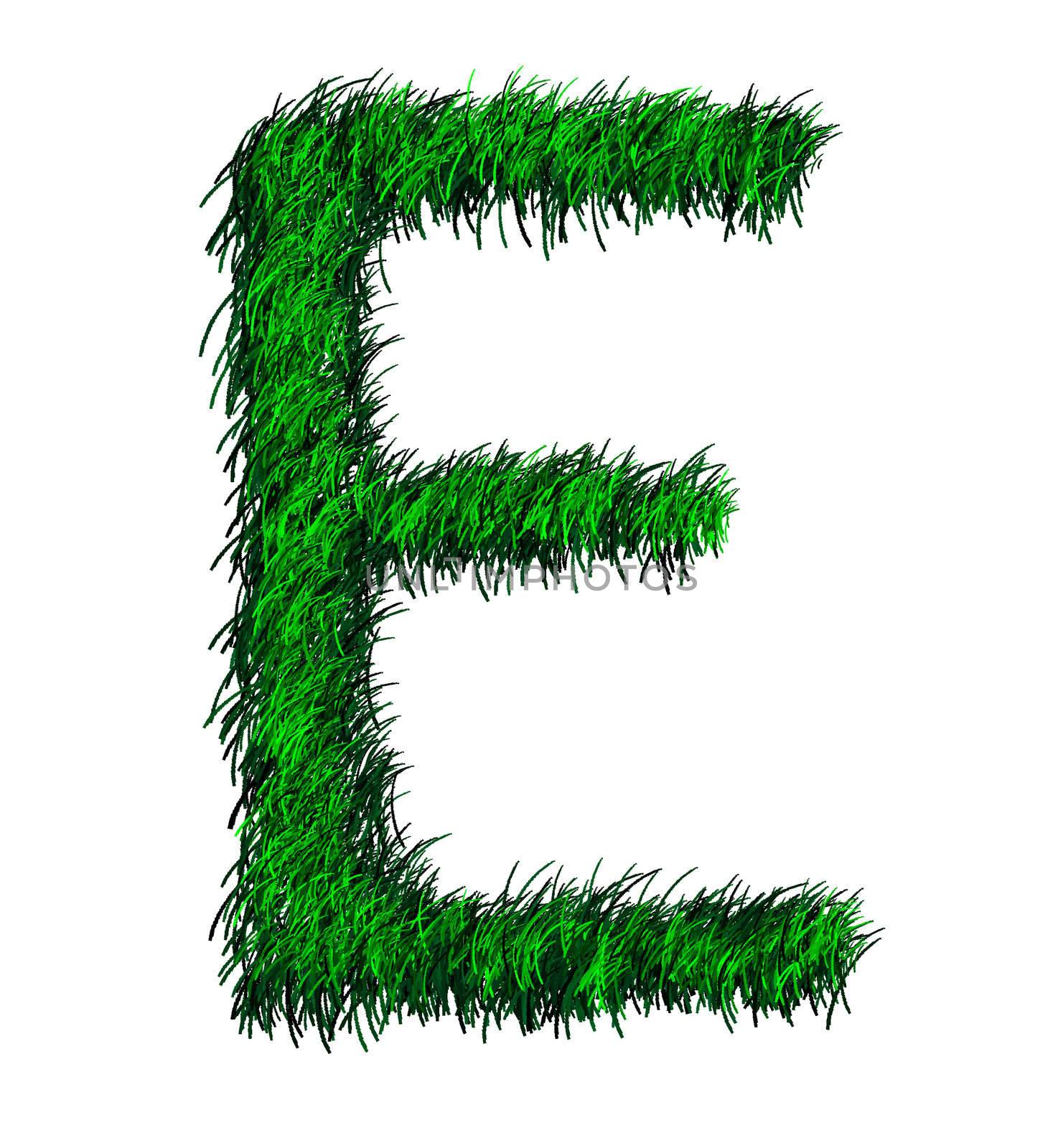 Computer graphic as one alphabet of green grass.