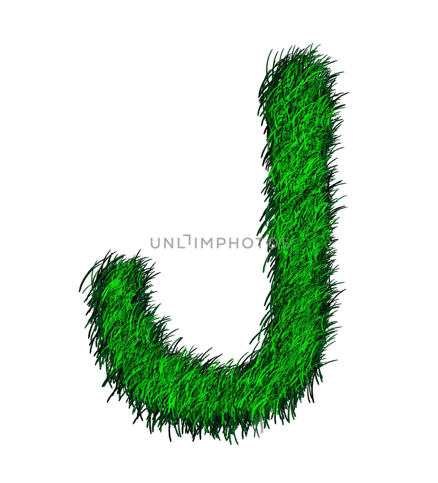 Computer graphic as one alphabet of green grass.