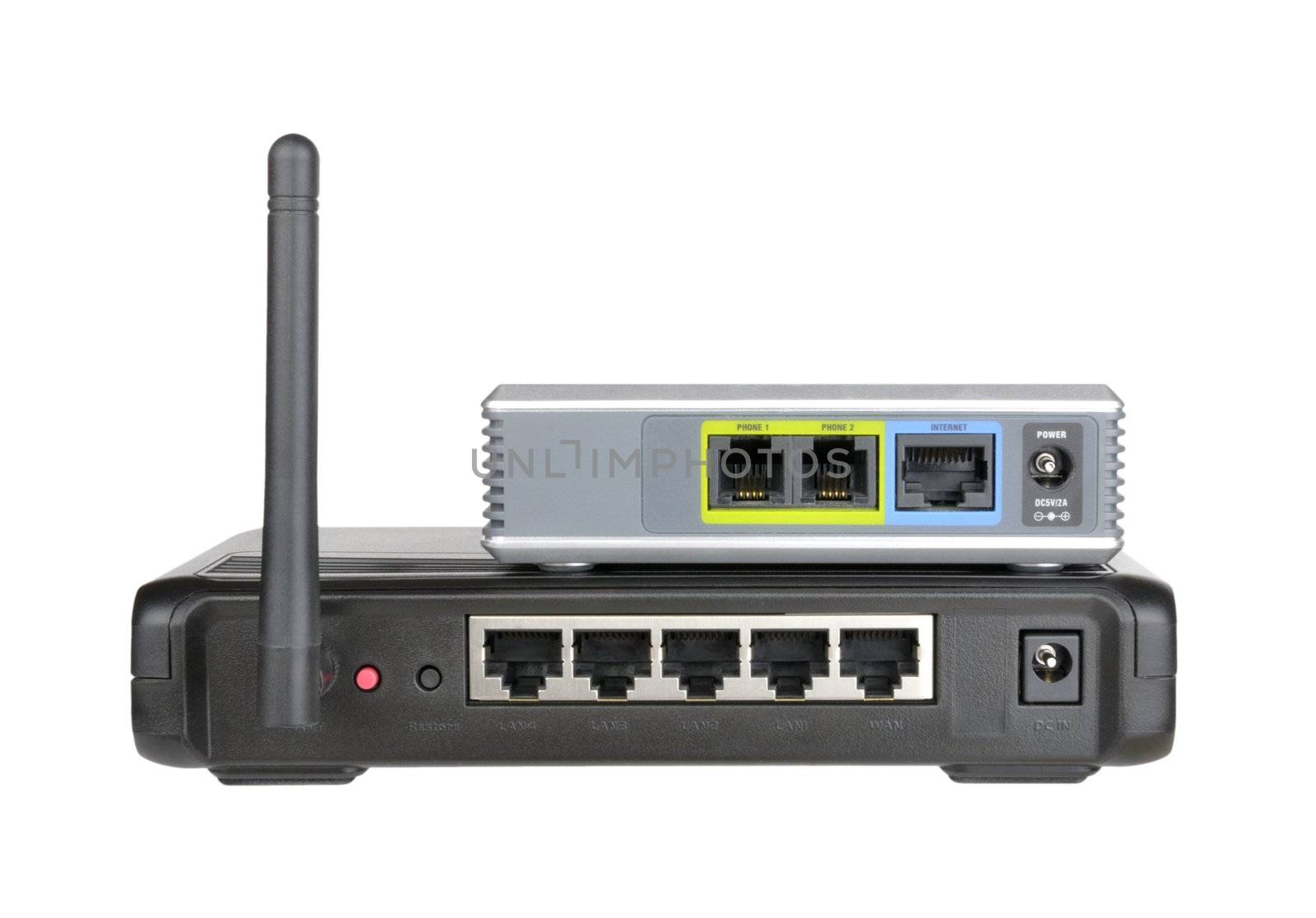 Wireless router and internet phone adapter