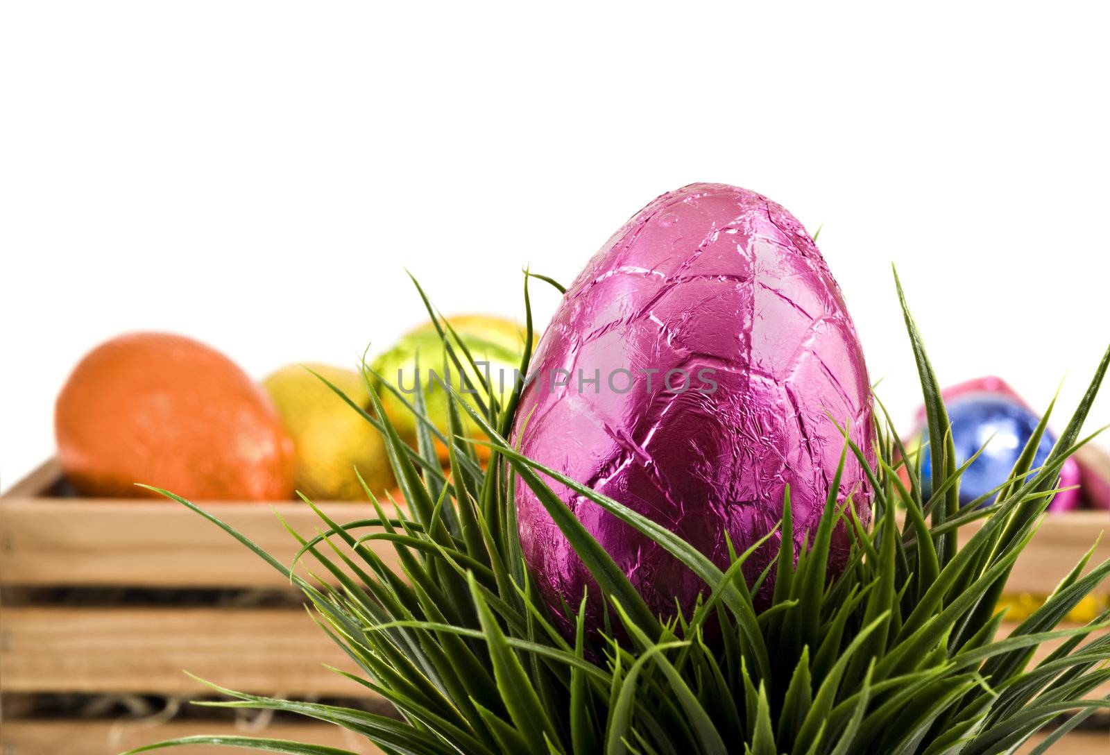 Colorful easter eggs on a white background by tish1