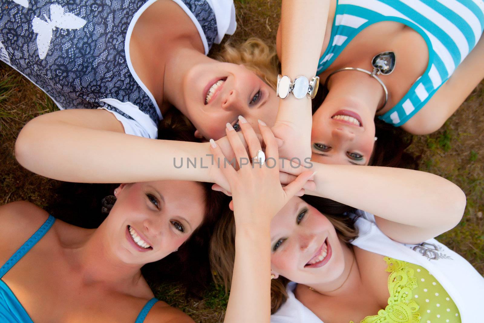 Girlfriends are having fun in the park